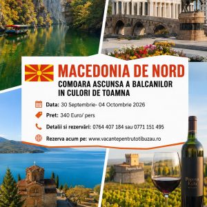 MACEDONIA DE NORD – COMOARA ASCUNSĂ A BALCANILOR 𝟑𝟎 𝐒𝐞𝐩𝐭𝐞𝐦𝐛𝐫𝐢𝐞- 𝟎𝟒 𝐎𝐜𝐭𝐨𝐦𝐛𝐫𝐢𝐞